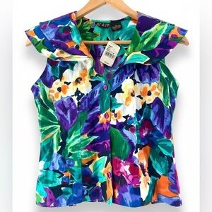 Vtg 80s/90s Mervyn’s Deadstock NWT Brazilian Purple Maximalist Sleeveless Top S